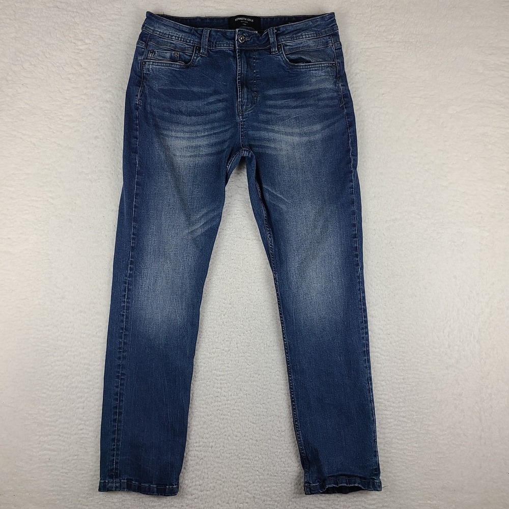 Kenneth Cole Jeans Mens 32x30 Blue Slim‎ Fit Dark Wash Denim